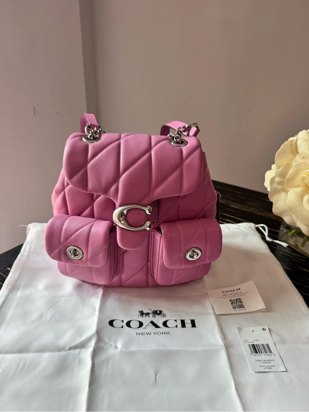 COACH Tabby Backpack Pillow Quilting in the Fuchsia/Pink colorway